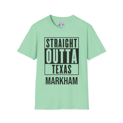 Straight Outta Texas (Light Colors, Black Text) Adult T-shirt
