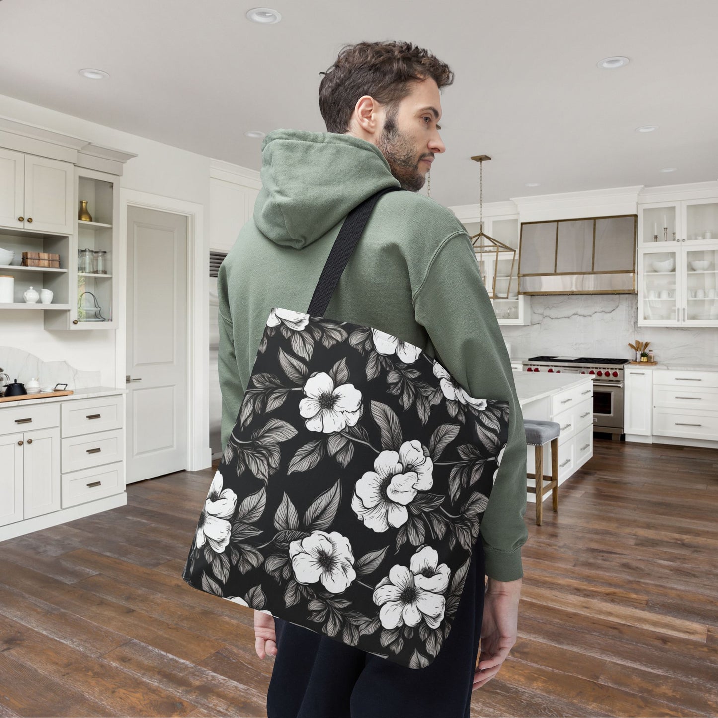 Black & White Daisies Canvas Tote Bag
