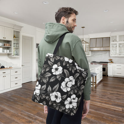 Black & White Daisies Canvas Tote Bag
