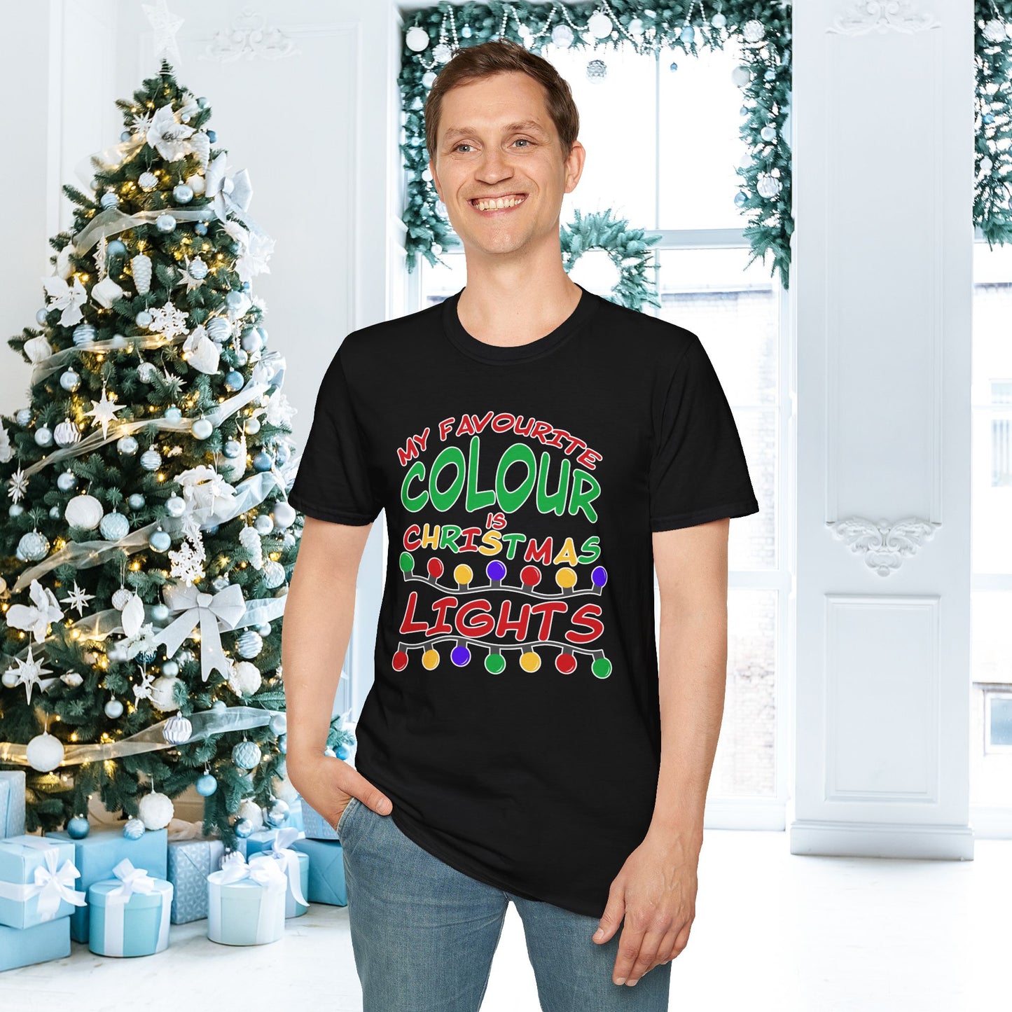 My Favourite Colour Is Christmas Lights  Adult T-shirt