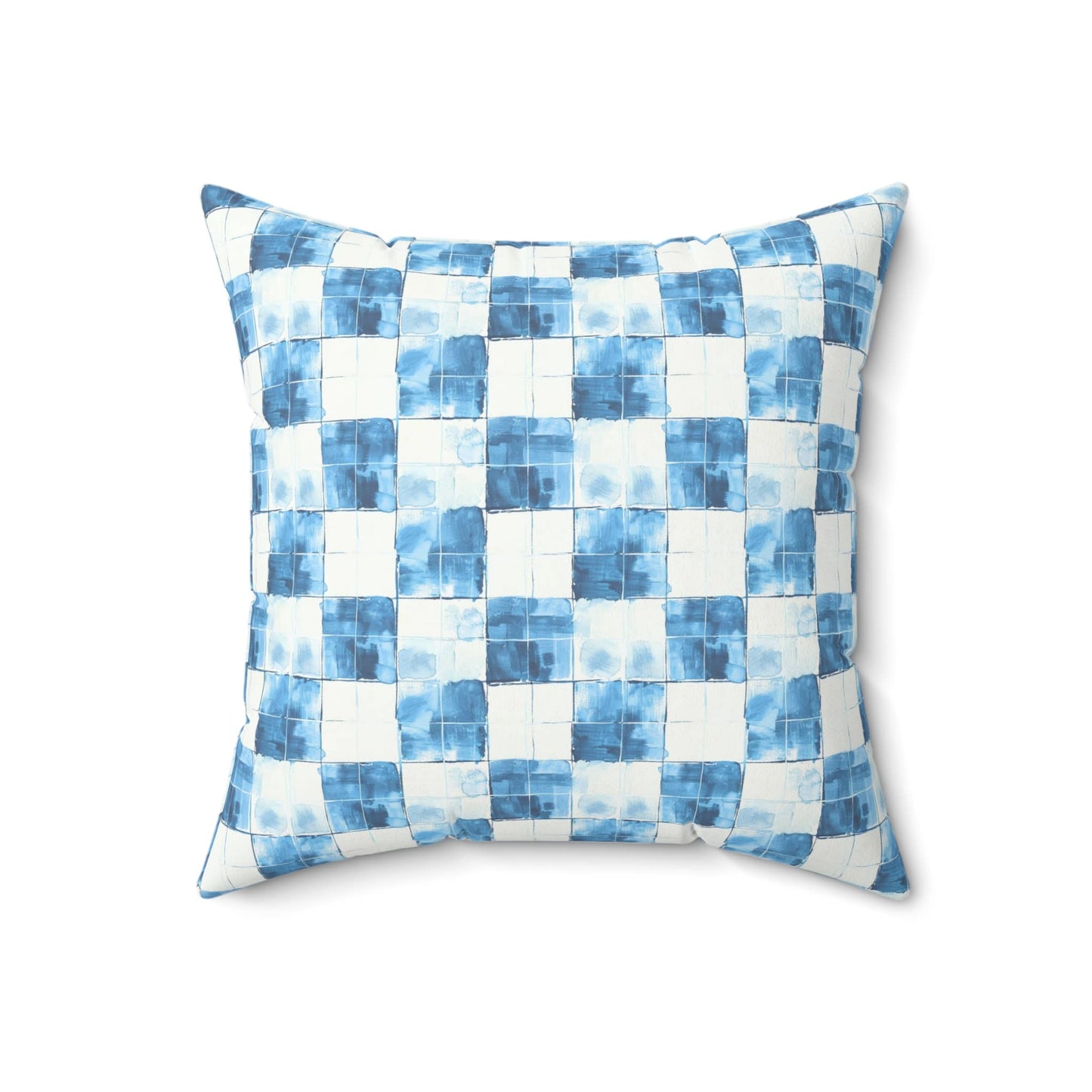 Cozy Blue Checkered Throw Pillow