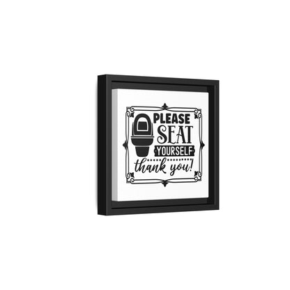 Please Seat Yourself Framed Canvas Bathroom Art