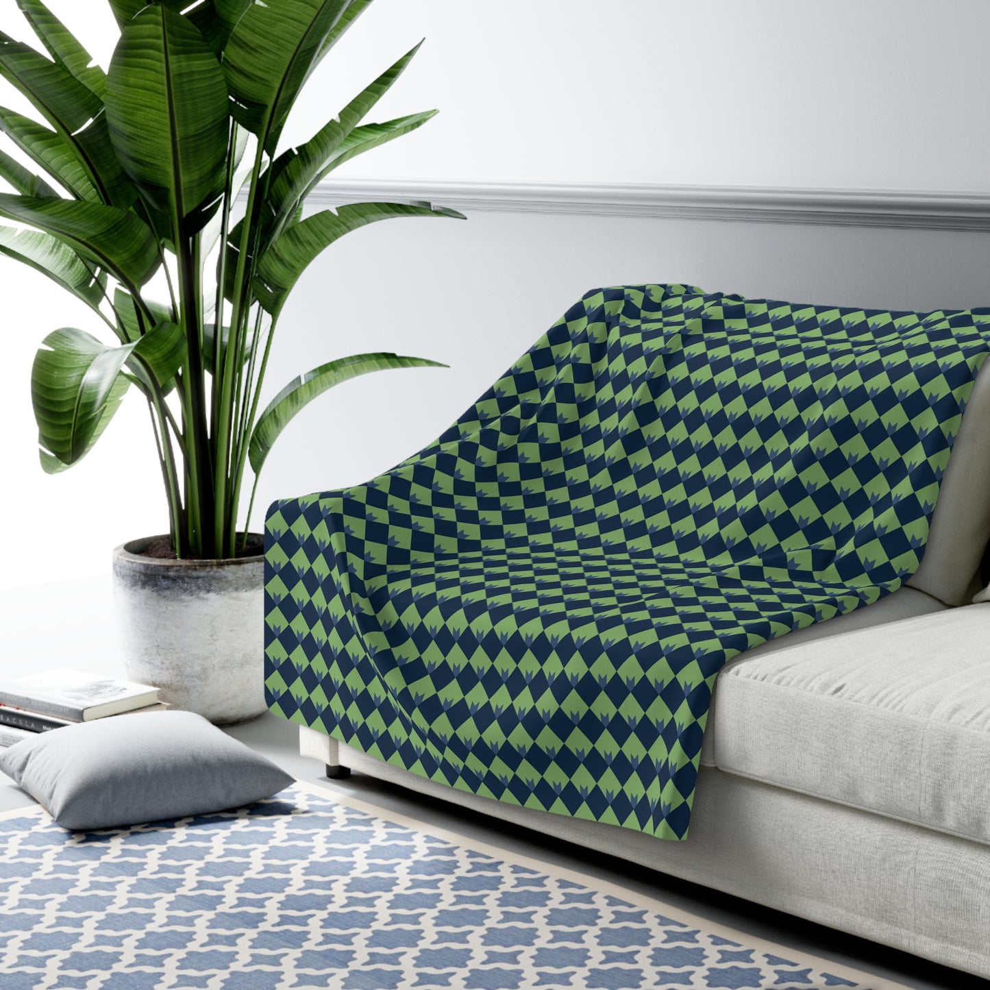 Diamond Bloom-Sage & Navy Basic Bedding Set