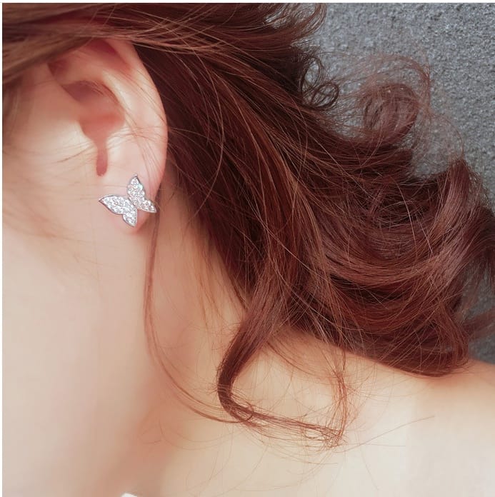 Crystal Butterfly Jacket Earrings