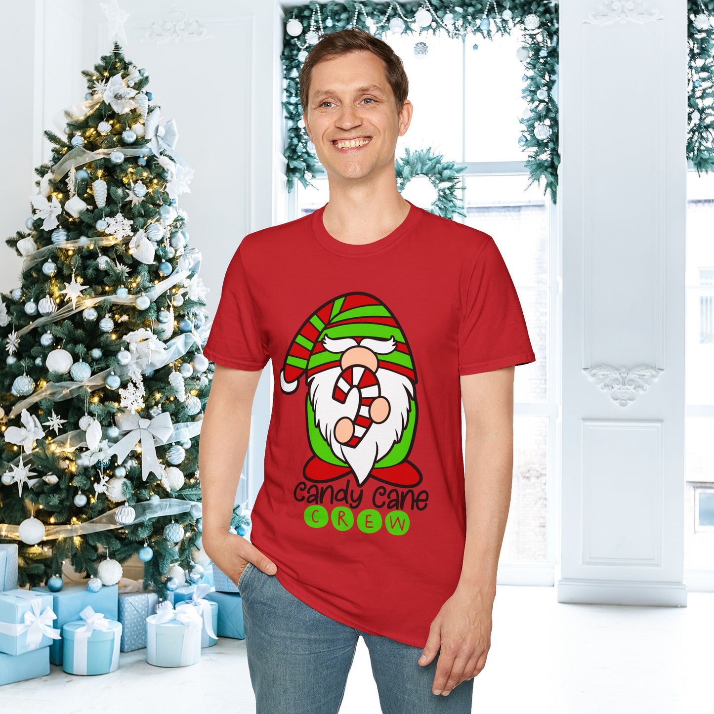 Candy Cane Crew Gnome Adult T-shirt
