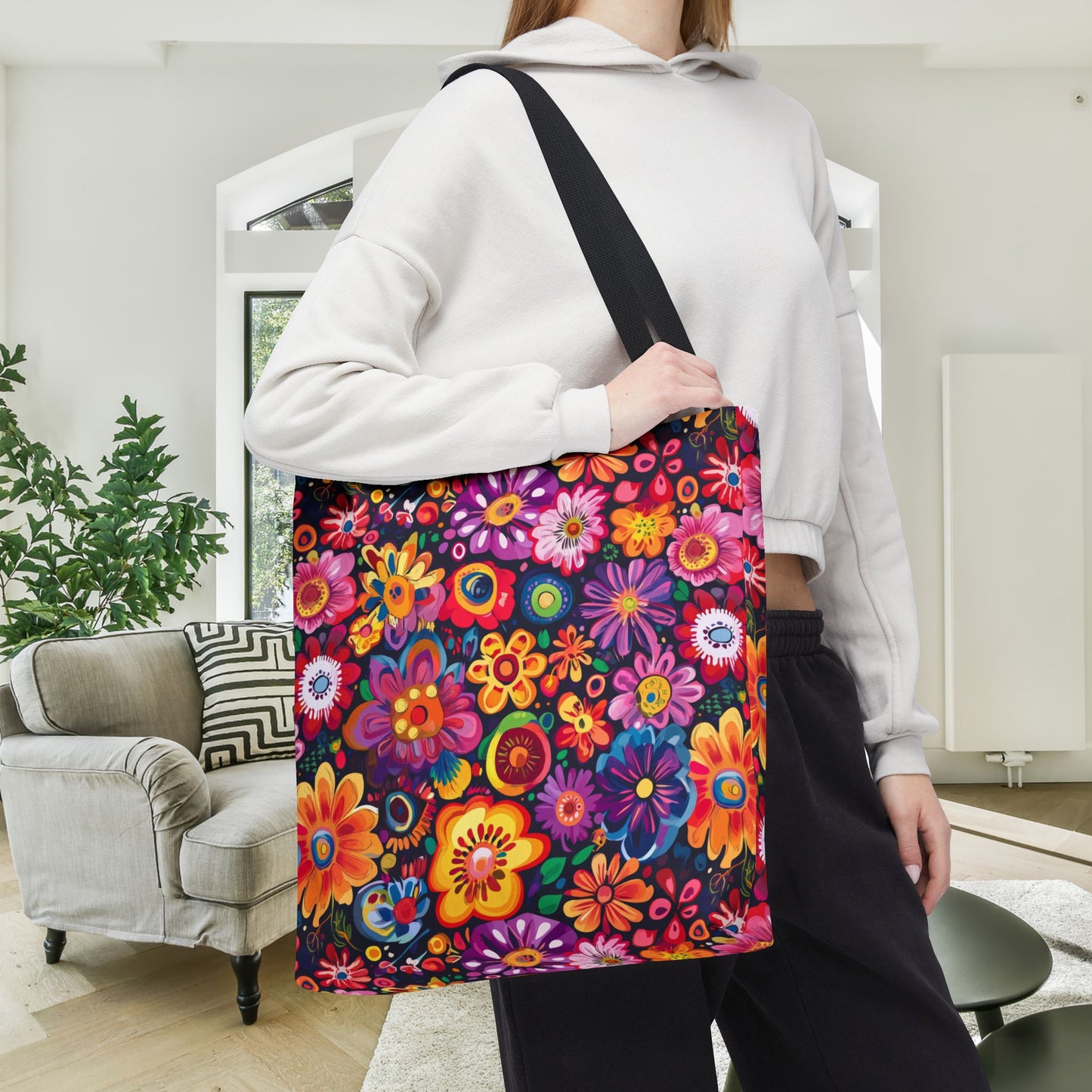 Floral Fiesta Canvas Tote Bag