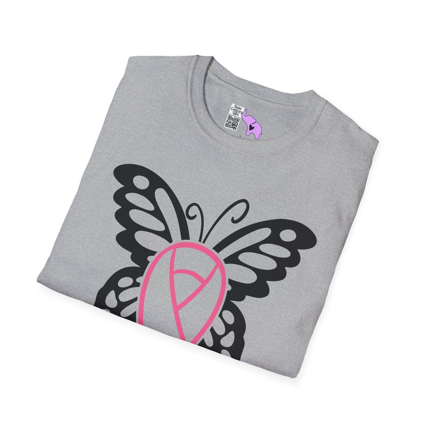 Butterfly Pink Support Ribbon Adult T-shirt