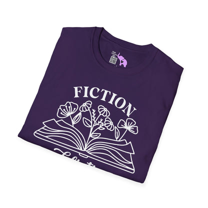 Fiction Addiction (Flowers, Open Book) Adult T-shirt