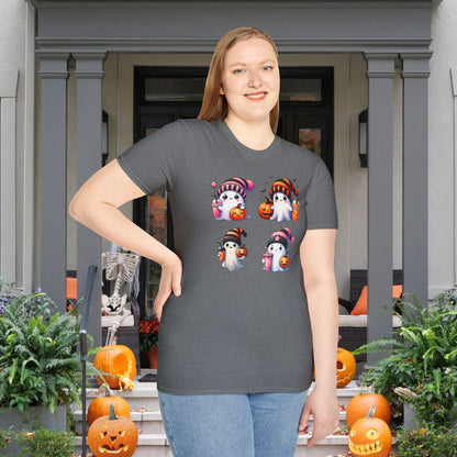 Cute Ghosts w/Pumpkins Adult T-shirt