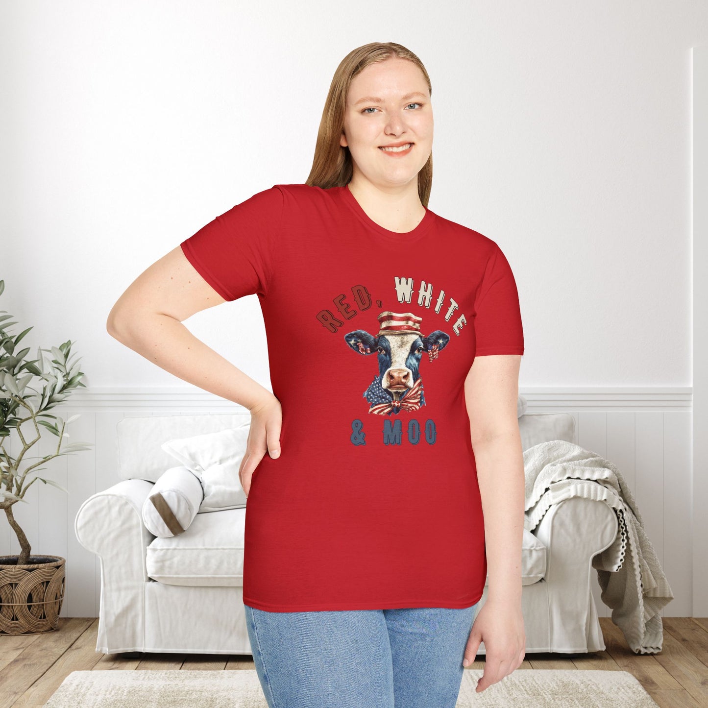 Red, White, & Moo Adult T-shirt