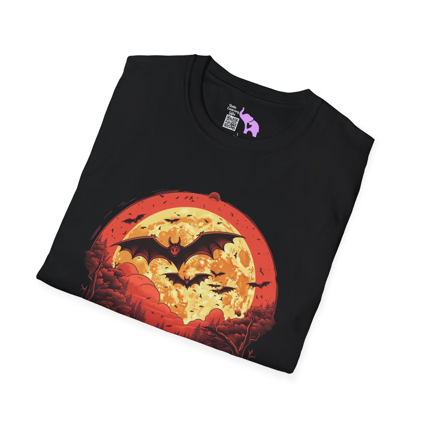 Creepy Bats Over Moon 2 Adult T-shirt
