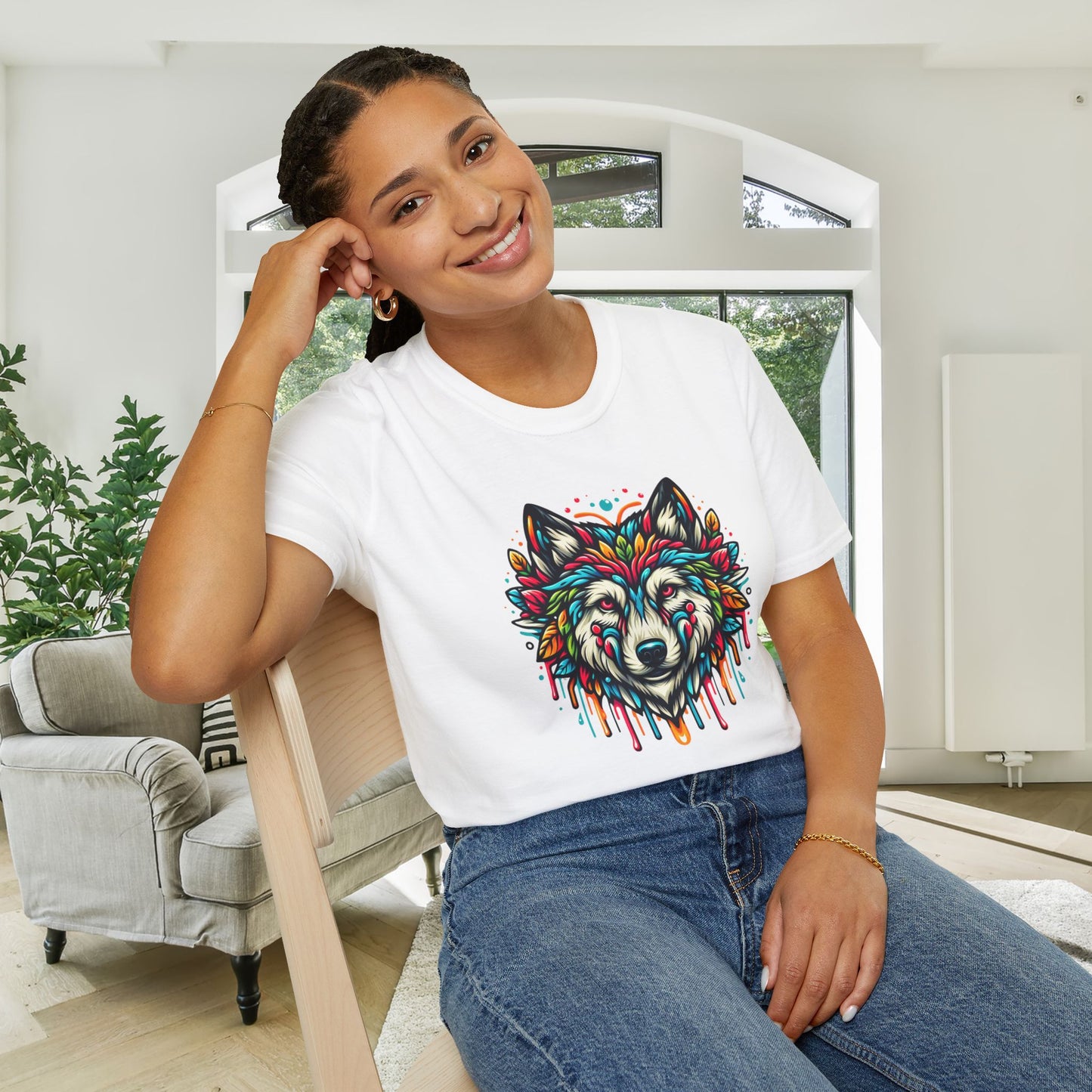 Colorful Wolf 2 Adult T-shirt