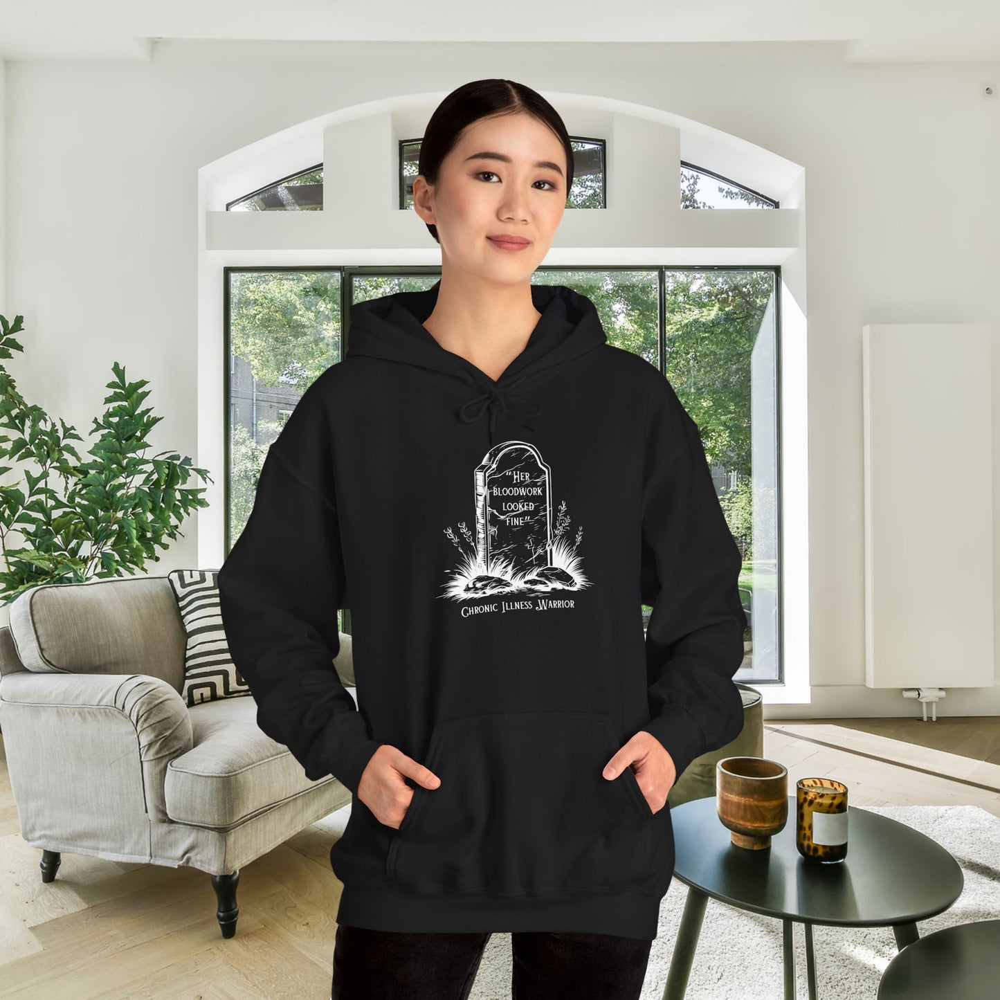 "Her Bloodwork Looked Fine" Headstone  Heavy Blend™ Hooded Sweatshirt