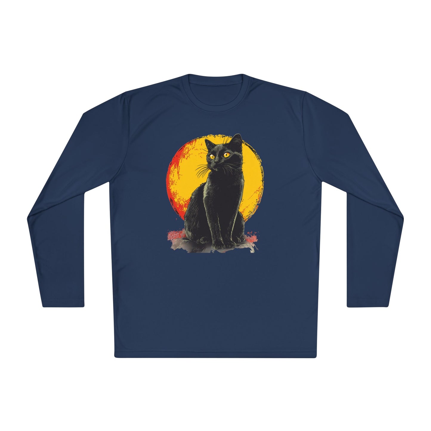 Black Cat Over Moon Adult Long Sleeve Tee