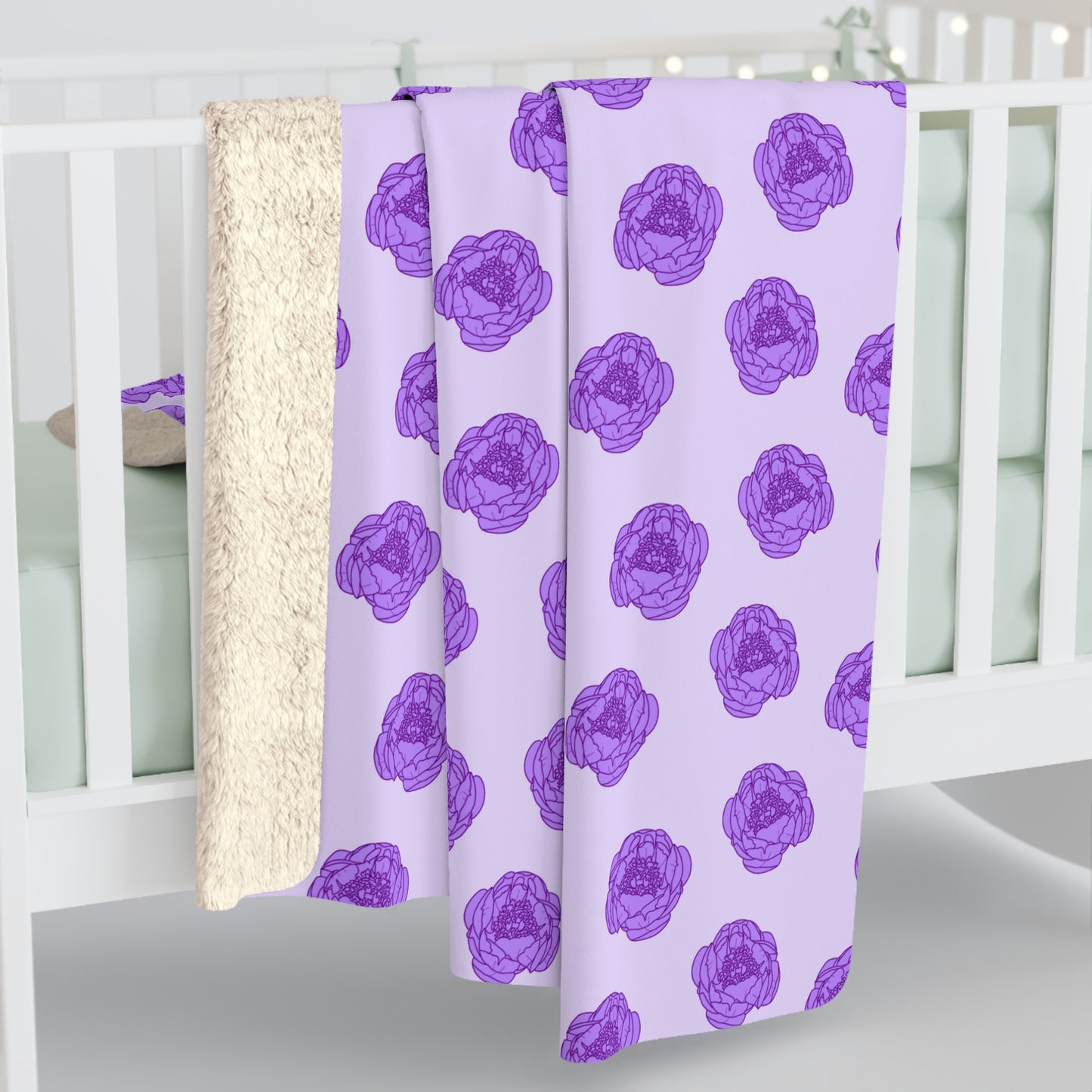 Lilac Mist Peonies Fleece Blanket