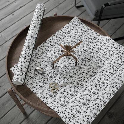 Black & White Five Petal Floral Gift Wrap for All Occasions