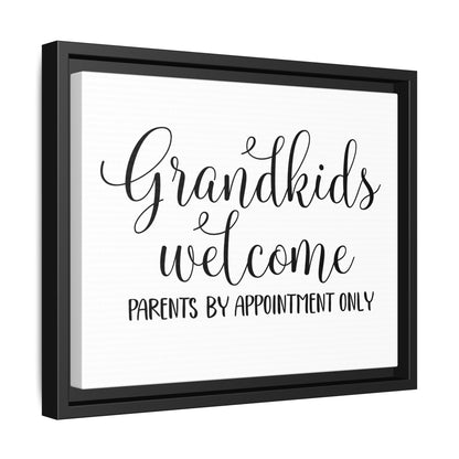 Grandkids Welcome Parents By Appointment Only Framed Canvas Bathroom Art
