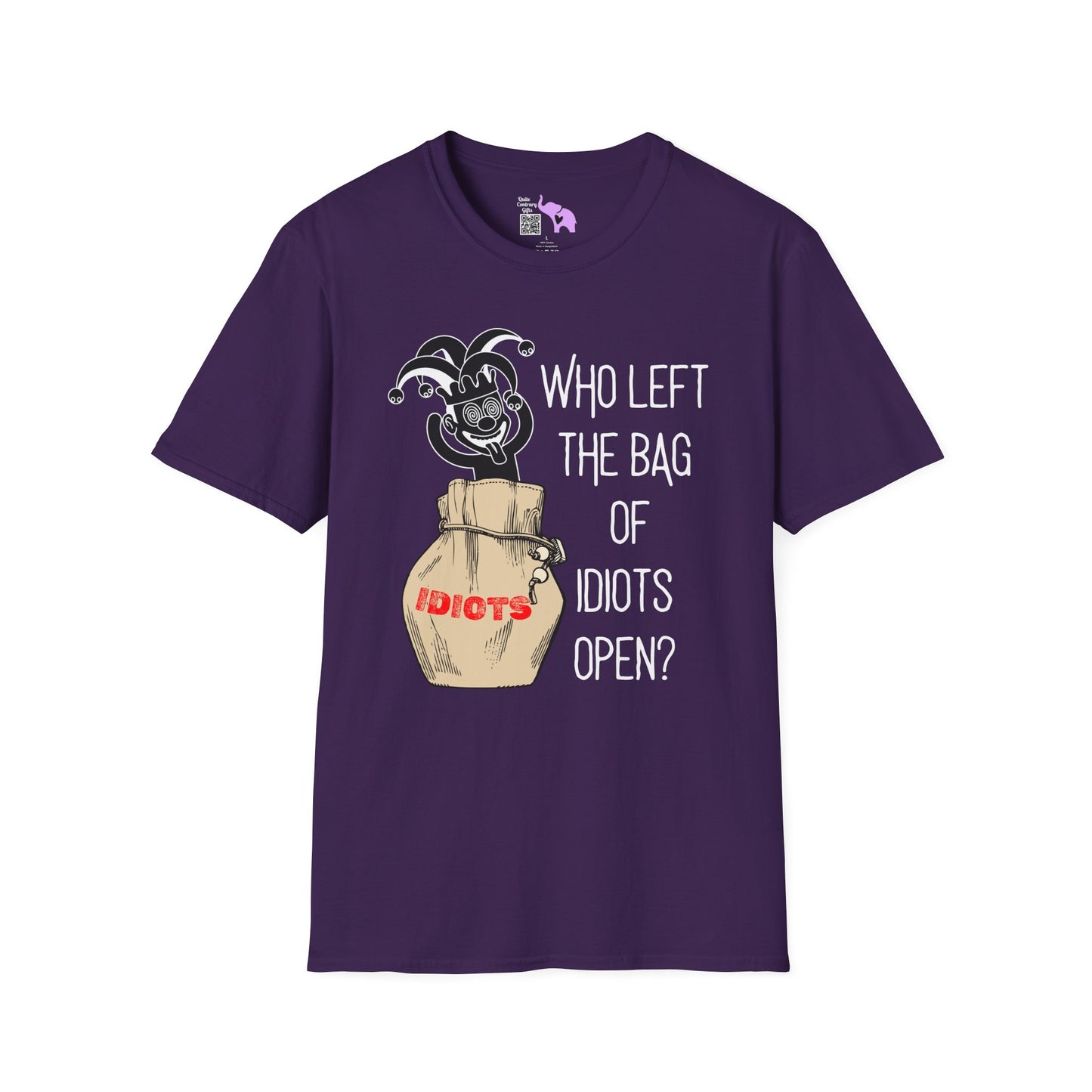 Who Left The Bag of Idiots Open Adult T-shirt