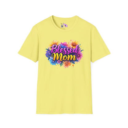 Blessed Mom (Vibrant Floral) Adult T-shirt