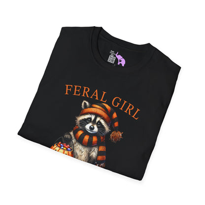 Feral Girl Halloween Racoon Adult T-shirt