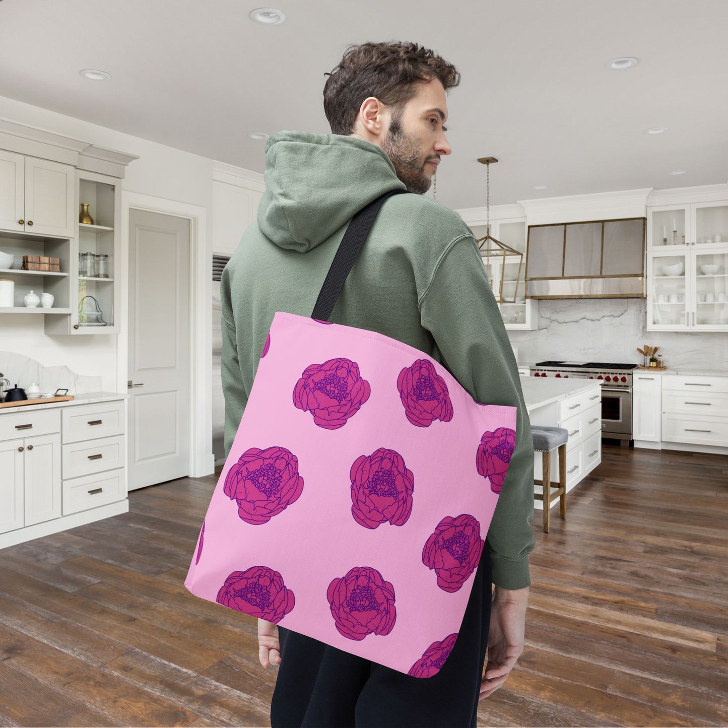 Rosy Dream Peonies Canvas Tote Bag