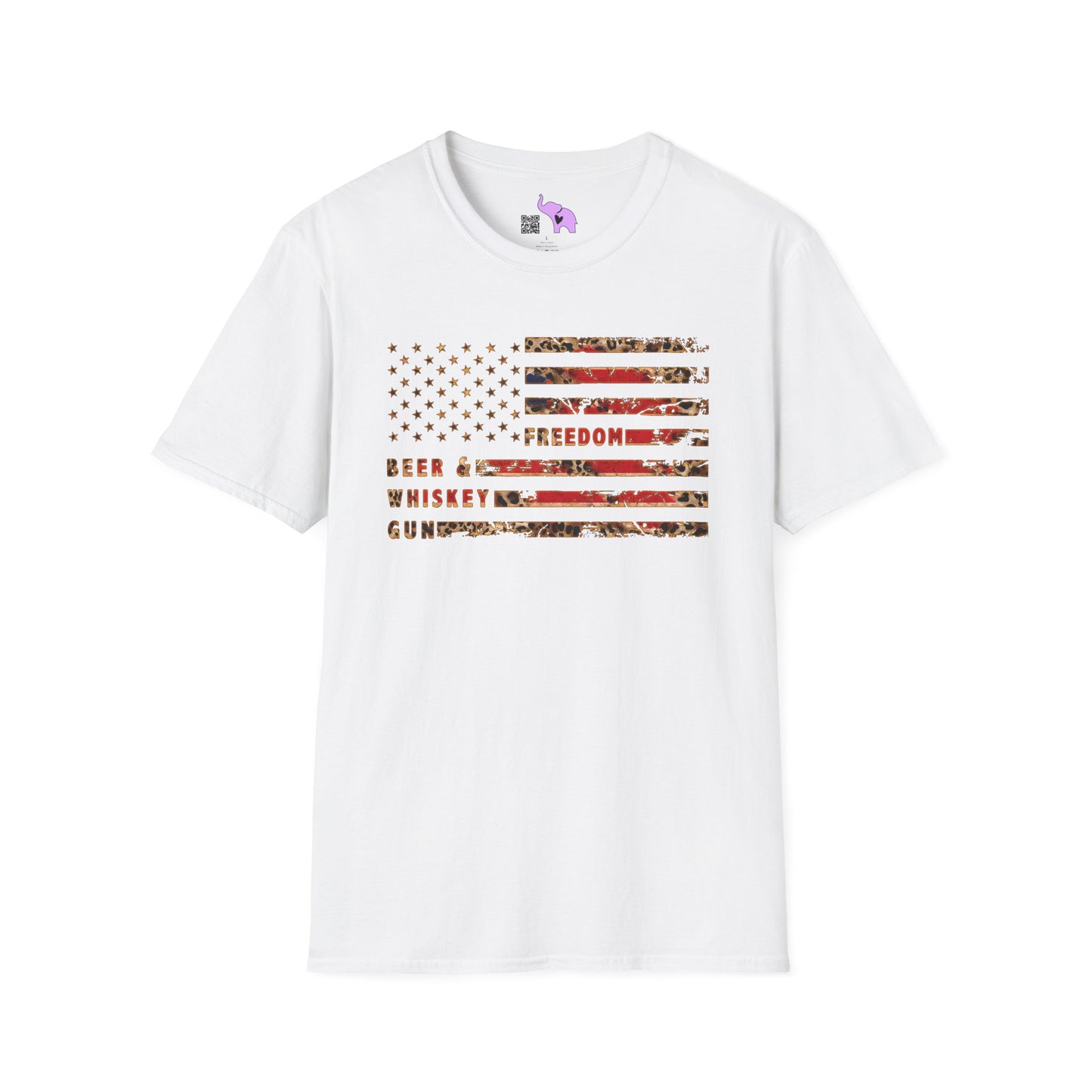 Freedom, Beer & Whiskey, Guns American Flag Adult T-shirt
