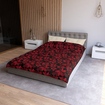 Midnight Poinsettia Garden Microfiber Duvet Cover