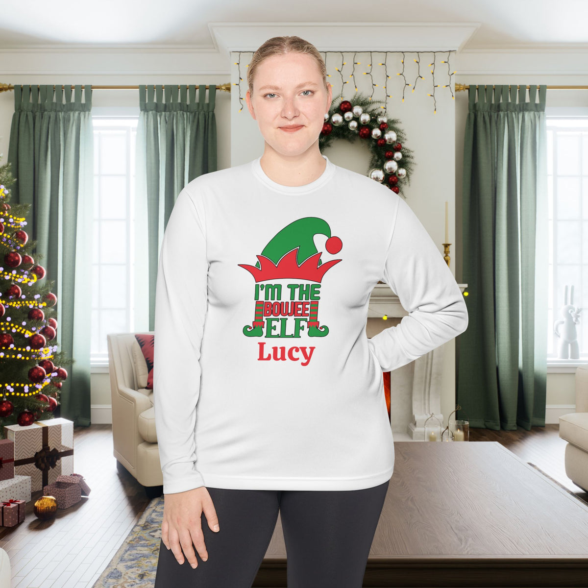 I'm The Boujee Elf Personalized Adult Long Sleeve Tee