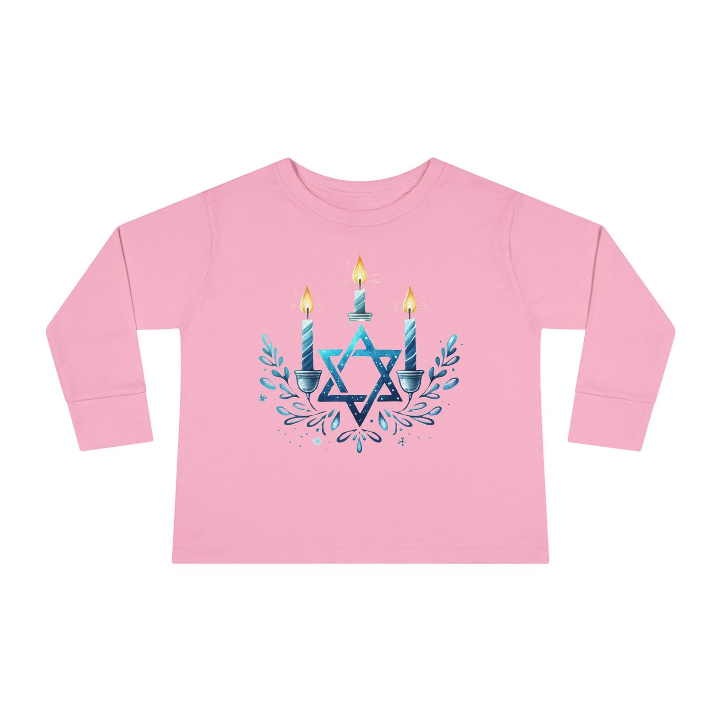 Star & Flame Hanukkah Toddler Long Sleeve Tee