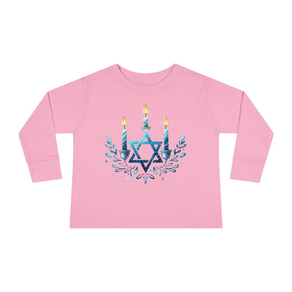 Star & Flame Hanukkah Toddler Long Sleeve Tee