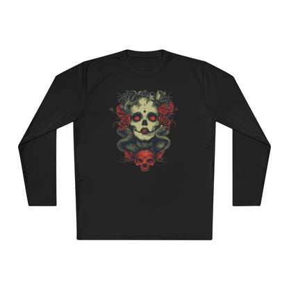 Creepy Skull and Roses Adult Long Sleeve Tee