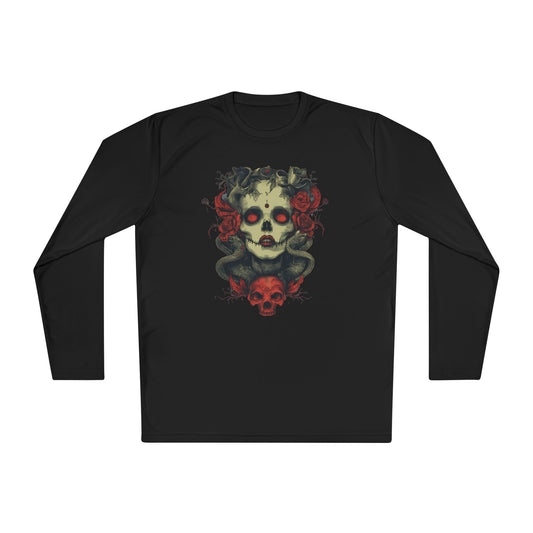 Creepy Skull and Roses Adult Long Sleeve Tee
