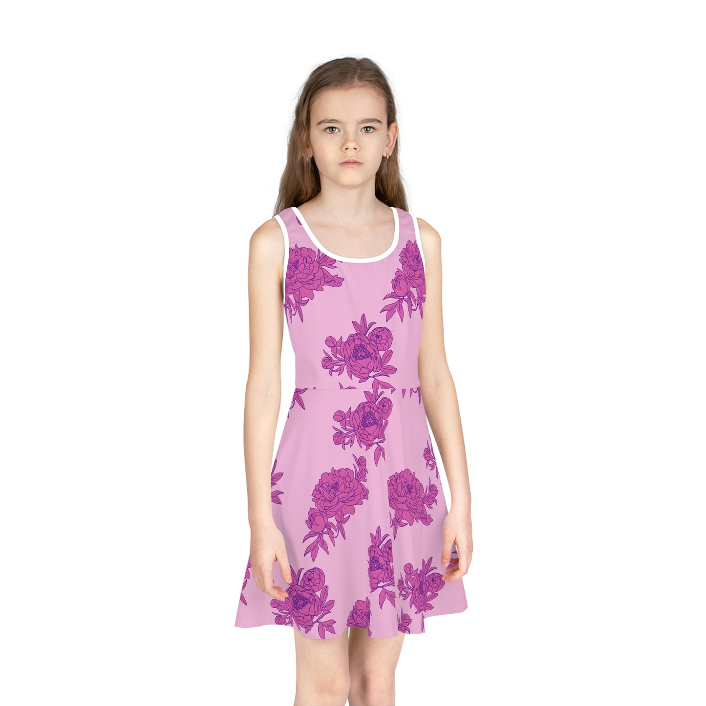Bubblegum Bloom Peonies Girls' Sleeveless Sundress