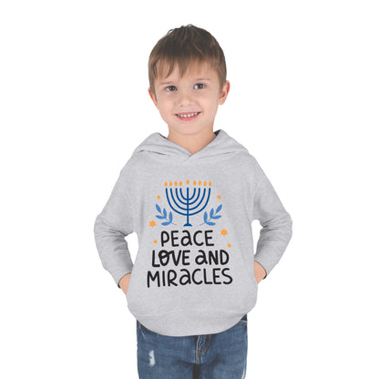 Hanukkah Peace Love & Miracles 1 Toddler Pullover Fleece Hoodie