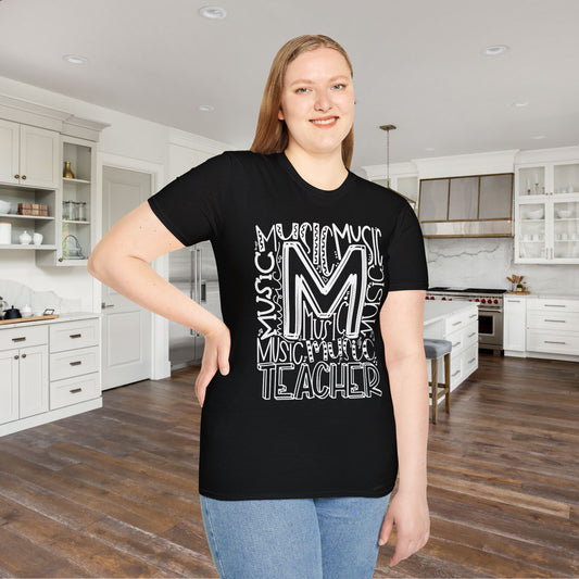 Music Teacher Typography Adult T-shirt