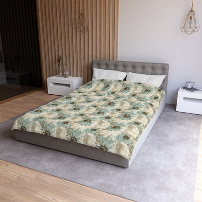 Rustic Teal Daisy Microfiber Duvet Cover