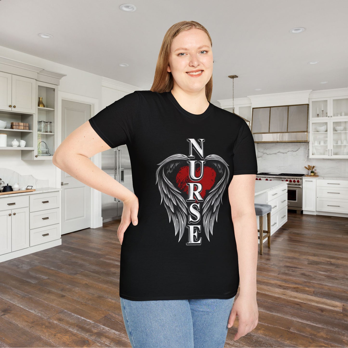Nurse Heart & Angel Wings Adult T-shirt