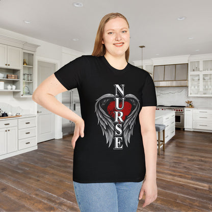 Nurse Heart & Angel Wings Adult T-shirt