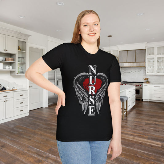 Nurse Heart & Angel Wings Adult T-shirt