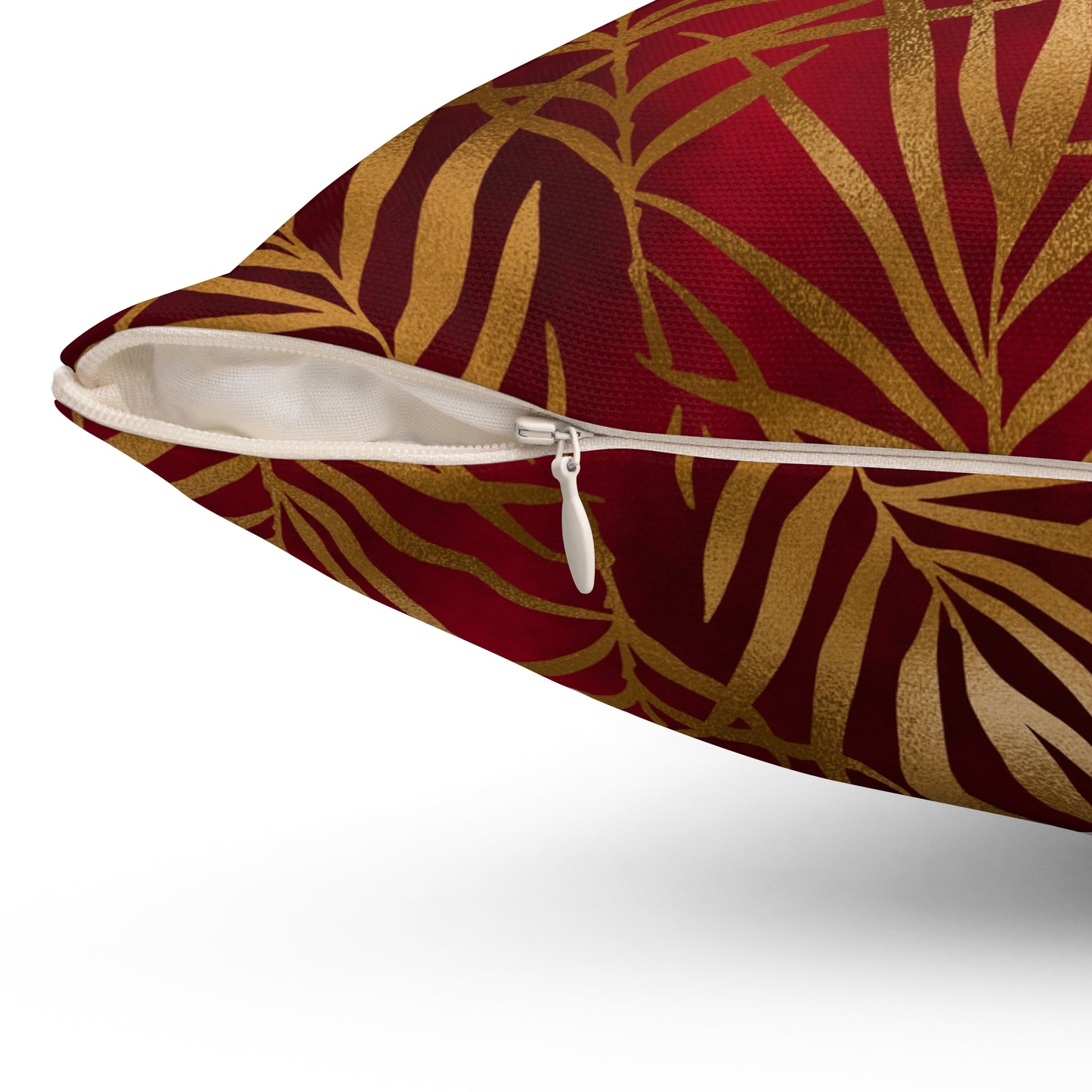 Crimson Palm Veil Throw Pillow