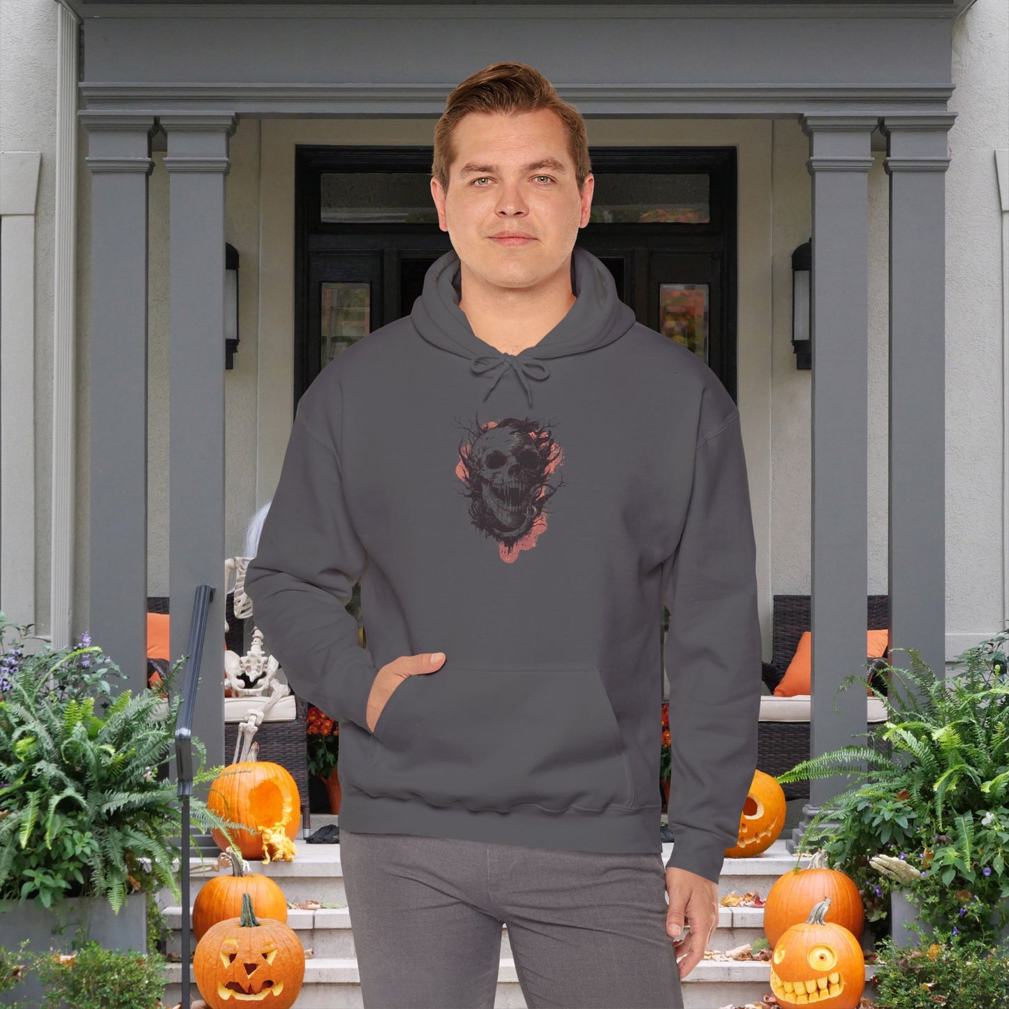 Creepy Skull in Tree Heavy Blend™ Hooded Sweatshirt