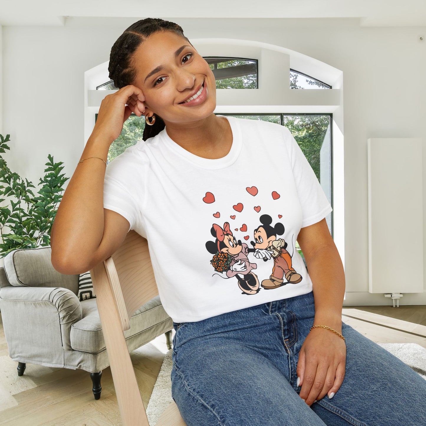 Valentine Mickey Loves Minnie Adult Tshirt