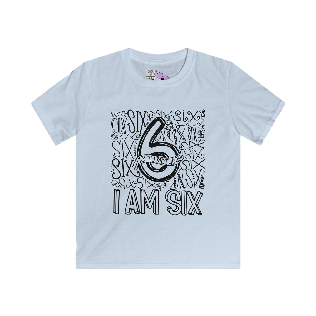 I Am Six Typography Youth Softstyle Tee