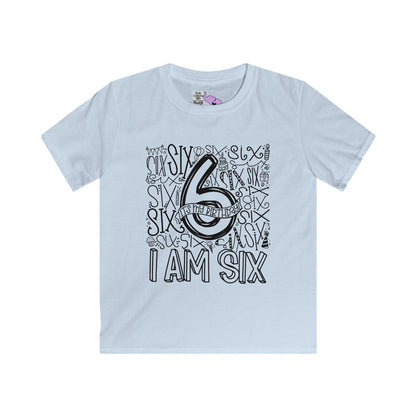 I Am Six Typography Youth Softstyle Tee