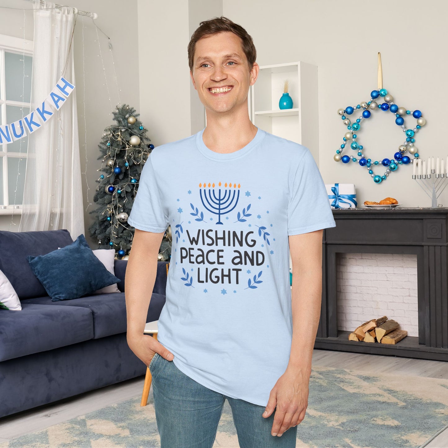 Hanukkah Wishing Peace & Light Adult T-shirt