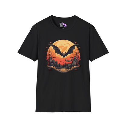 Creepy Bats Over Moon 3 Adult T-shirt