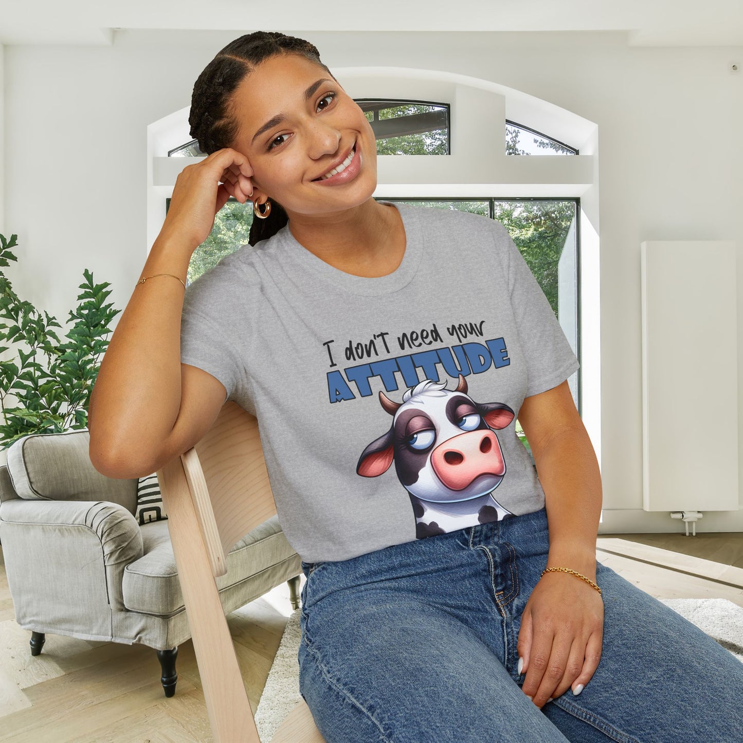 I Don't Need Your Attitude, I Brought My Own (Cow) Adult T-shirt