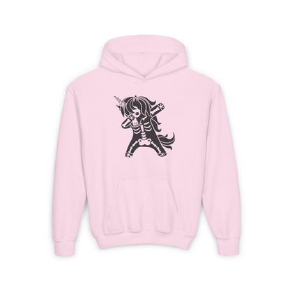 Dabbing Unicorn Skeleton Youth Heavy Blend Hoodie