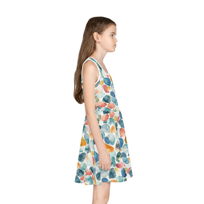Watercolor Pebble Terrazzo Girls' Sleeveless Sundress