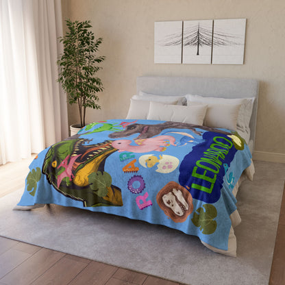 Custom Name Dinosaur Soft Polyester Blanket